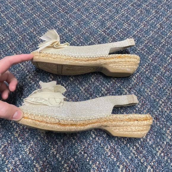 Preloved Cliffs by White Mountain Bow Espadrilles Slingback Sz 7M Gold Tan Beige - Picture 10 of 11